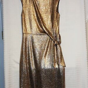 Gold metallic knit dress sizes 12p by Tahari